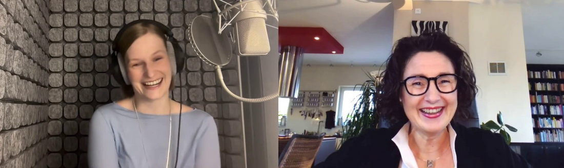 Screenshot aus dem Vodcast-Interview: Jennifer Rolle (LustLektüre) im Gespräch mit Romance-Hörbuchsprecherin Constanze Buttmann.