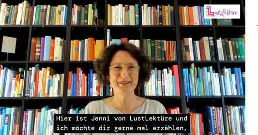 Thumbnail zum Intro-Video des LustLektüre-Vodcasts: Vorstellung von Jenni und dem Romance-Format.
